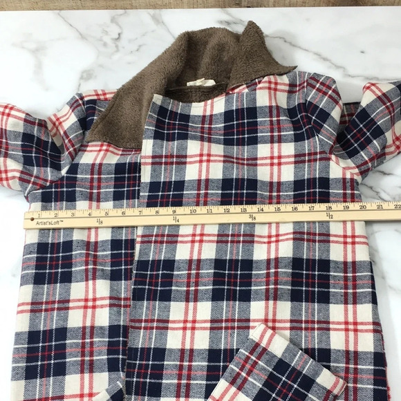 Hem & Thread‎ Blue Plaid Flannel Jacket Womens Medium Drape Front - Picture 7 of 10